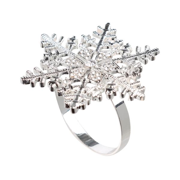 Napkin ring, 5 cm, metal, silver, Snowflake, Snowfall